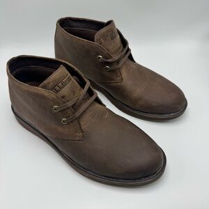 LL Bean Stonington Chukka Boots Mens 11.5 Brown Oiled Leather Lace Up Desert